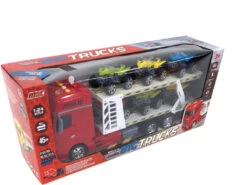 Camion Rojo Friccion Con Remolque Y 6 Vehiculos -Mejor Juguetería Tienda 1011141661g01