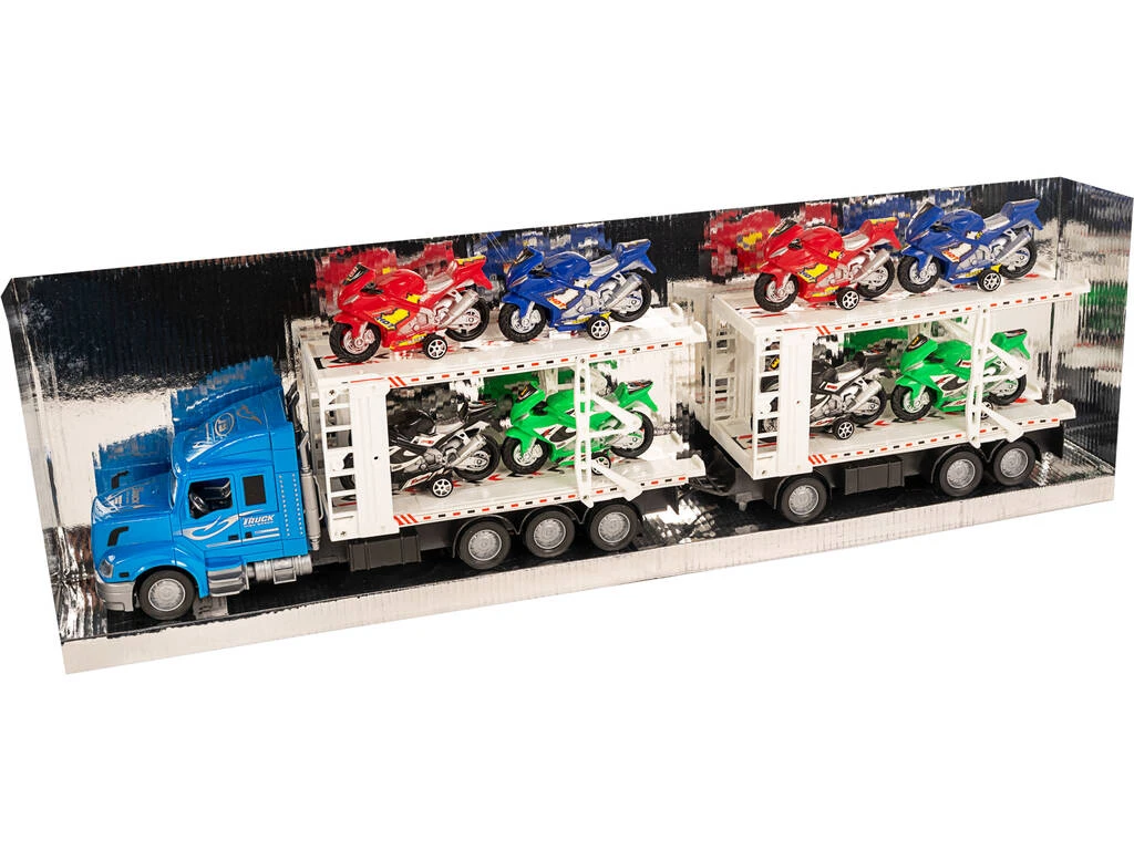 Camión Portamotos Azul Con Remolque Y 8 Motos 4 Camión Portamotos Azul Con Remolque Y 8 Motos - Imagen 2