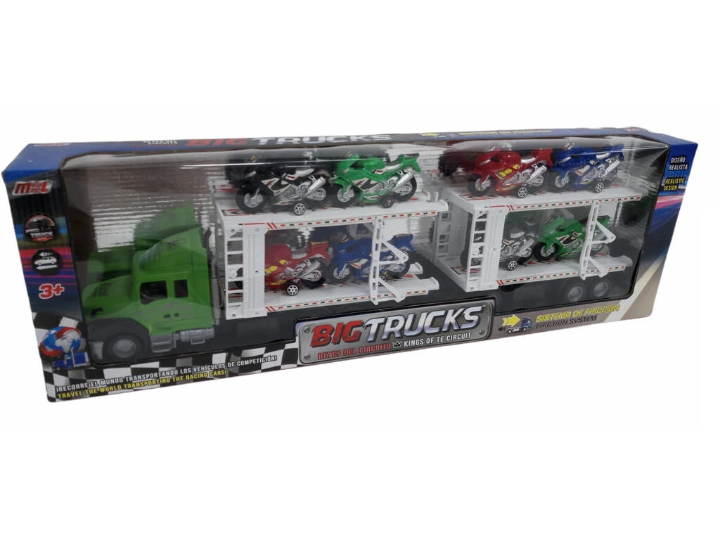 Camión Portamotos Negro Con Remolque Y 8 Motos 3 Camión Portamotos Negro Con Remolque Y 8 Motos