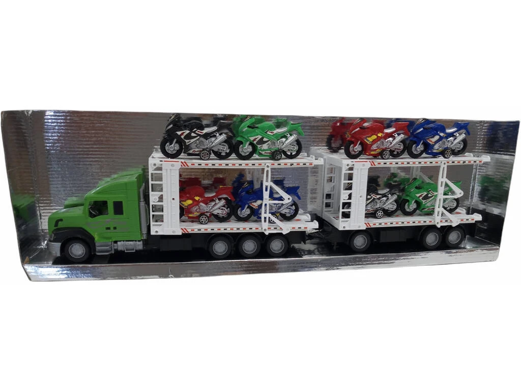 Camión Portamotos Negro Con Remolque Y 8 Motos 4 Camión Portamotos Negro Con Remolque Y 8 Motos - Imagen 2